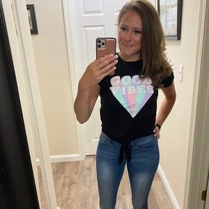 Good Vibes Tie Top